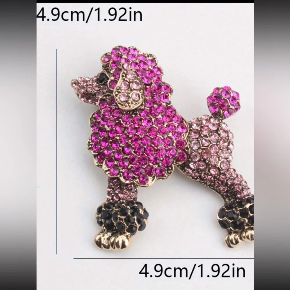 Poodle Dog Brooch, Pink Poodle Brooch, Poodle Jewelry